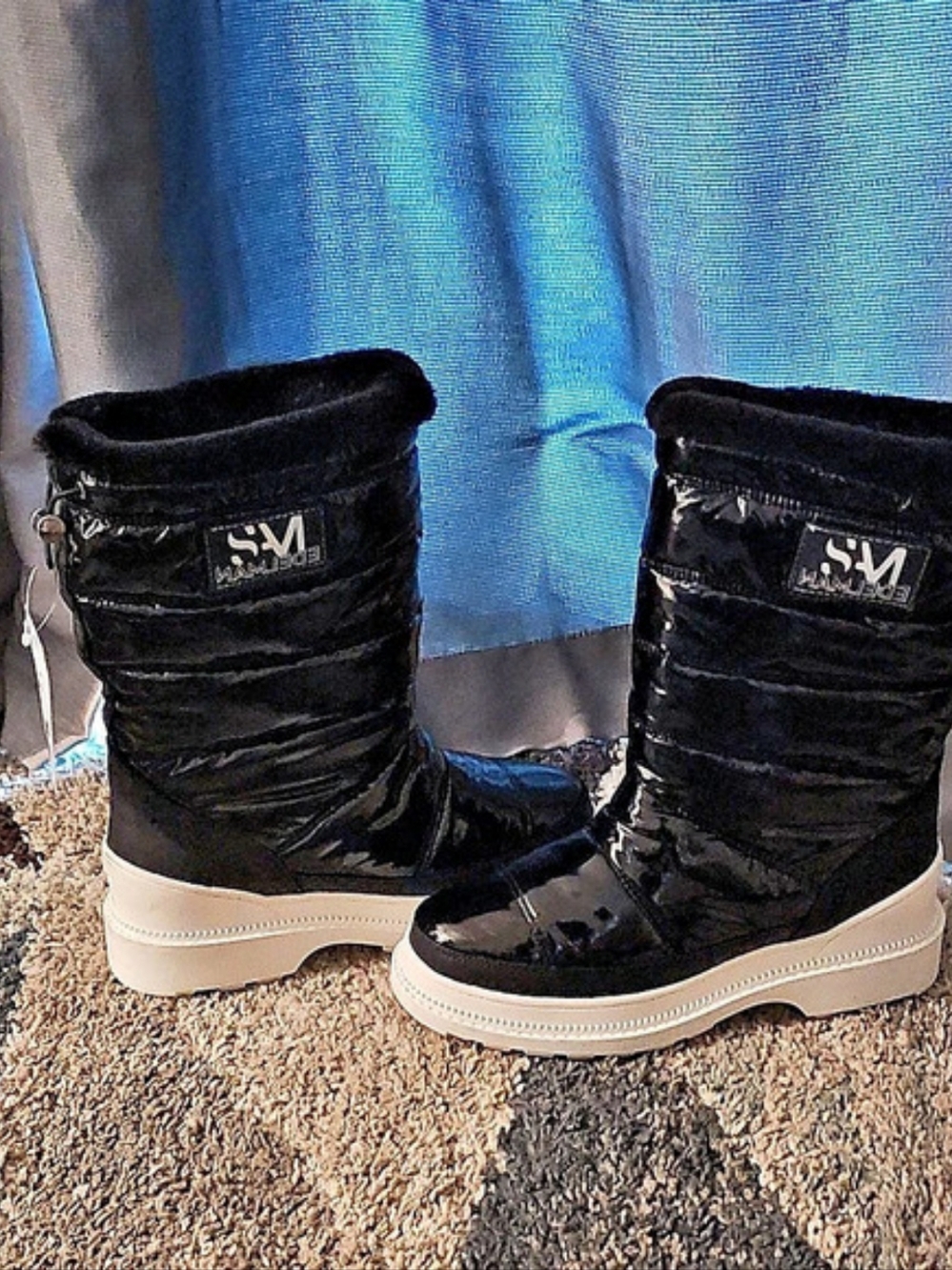 Sam Edelman, Black/White, Fur-lined, Waterproof, All-Weather Boots, NWT, US 7.5